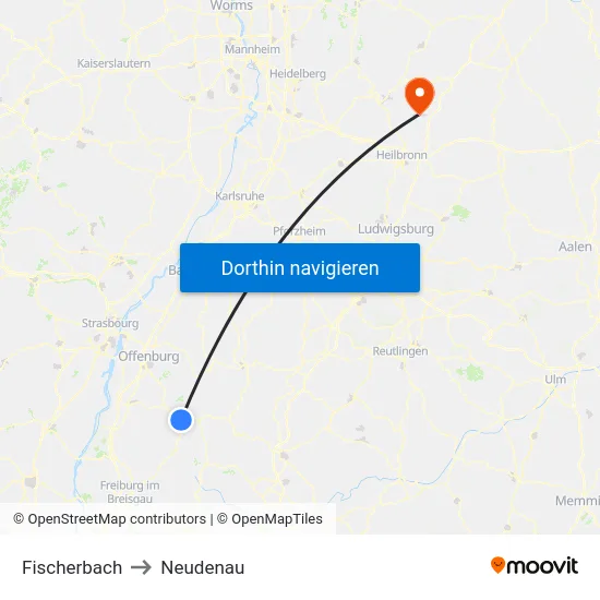 Fischerbach to Neudenau map