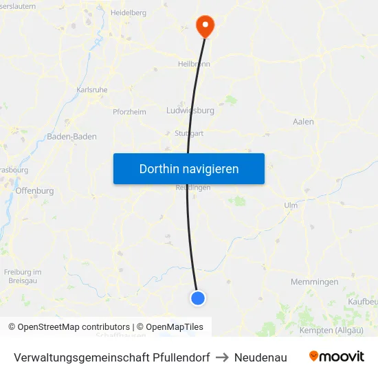 Verwaltungsgemeinschaft Pfullendorf to Neudenau map