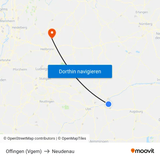 Offingen (Vgem) to Neudenau map