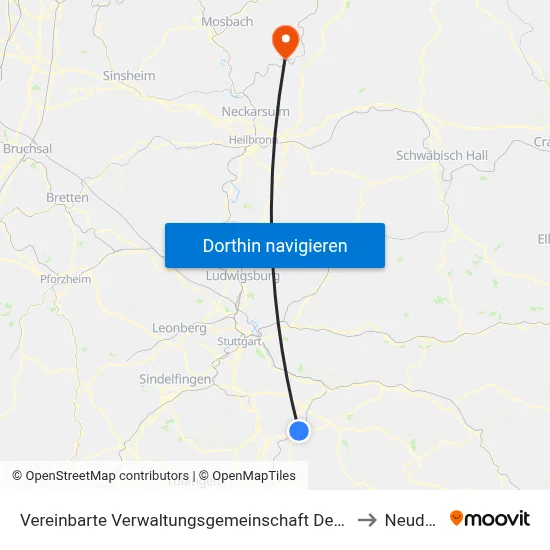 Vereinbarte Verwaltungsgemeinschaft Der Stadt Nürtingen to Neudenau map