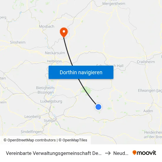 Vereinbarte Verwaltungsgemeinschaft Der Stadt Welzheim to Neudenau map