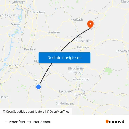 Huchenfeld to Neudenau map