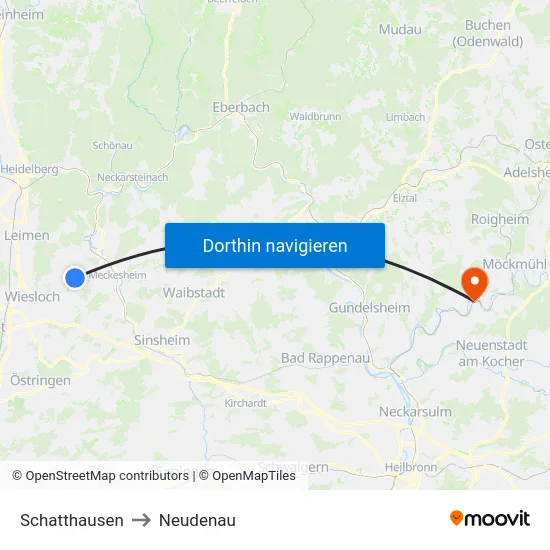 Schatthausen to Neudenau map