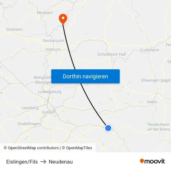 Eislingen/Fils to Neudenau map