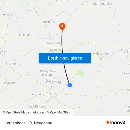 Leutenbach to Neudenau map