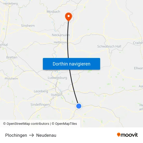 Plochingen to Neudenau map