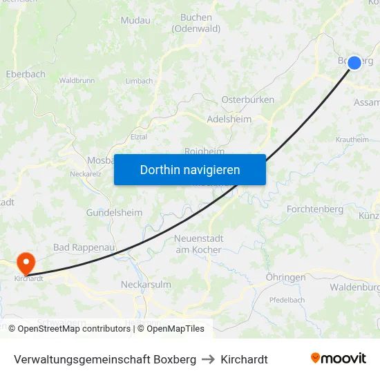 Verwaltungsgemeinschaft Boxberg to Kirchardt map