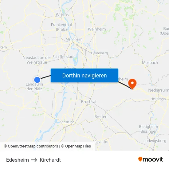 Edesheim to Kirchardt map
