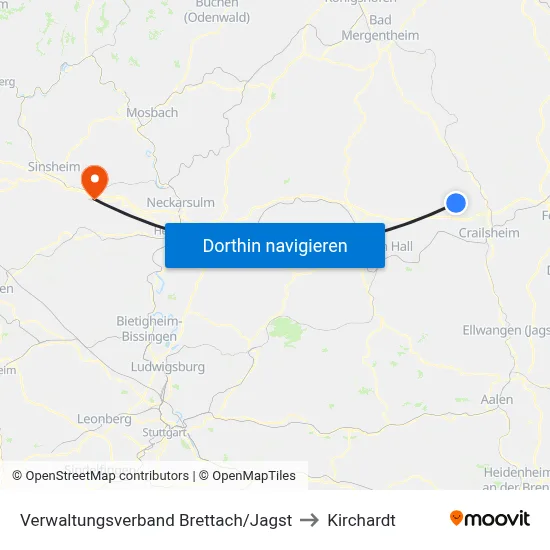 Verwaltungsverband Brettach/Jagst to Kirchardt map