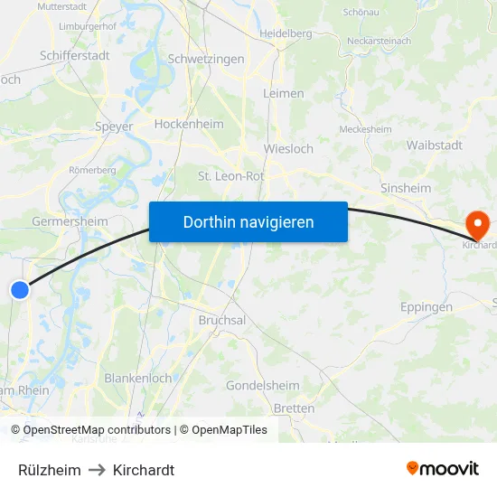 Rülzheim to Kirchardt map