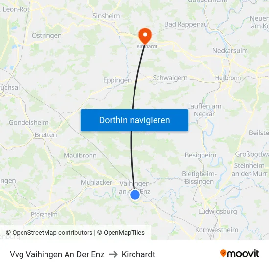 Vvg Vaihingen An Der Enz to Kirchardt map