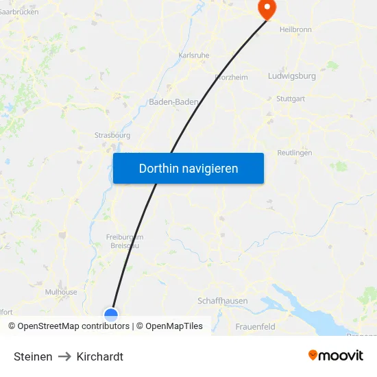 Steinen to Kirchardt map