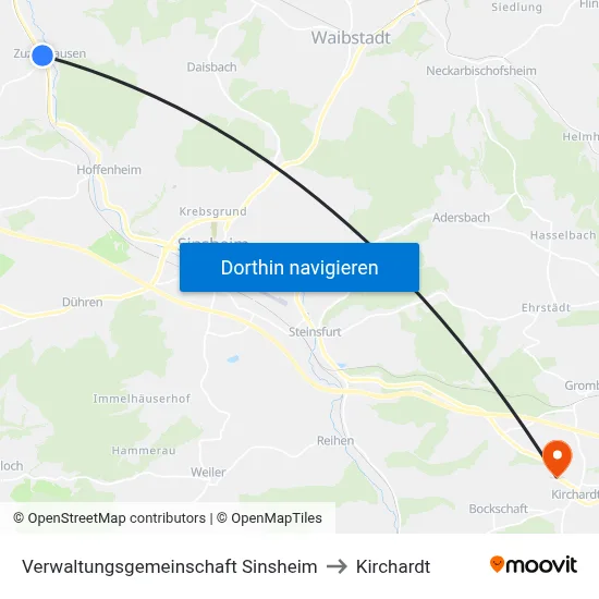 Verwaltungsgemeinschaft Sinsheim to Kirchardt map
