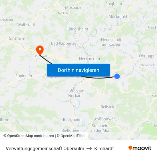 Verwaltungsgemeinschaft Obersulm to Kirchardt map
