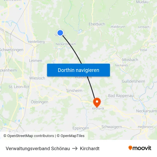 Verwaltungsverband Schönau to Kirchardt map