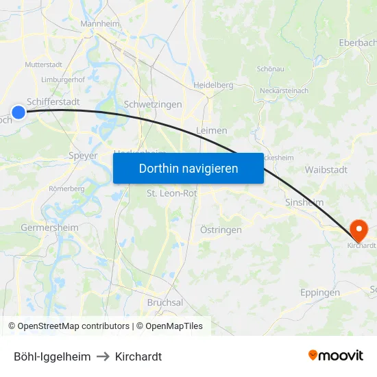 Böhl-Iggelheim to Kirchardt map