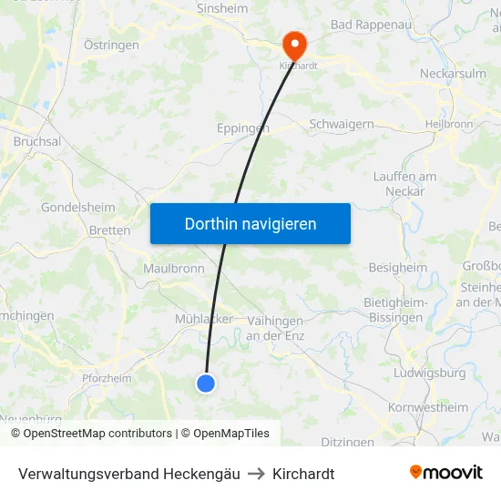 Verwaltungsverband Heckengäu to Kirchardt map