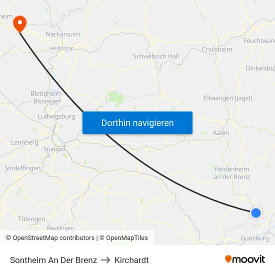 Sontheim An Der Brenz to Kirchardt map