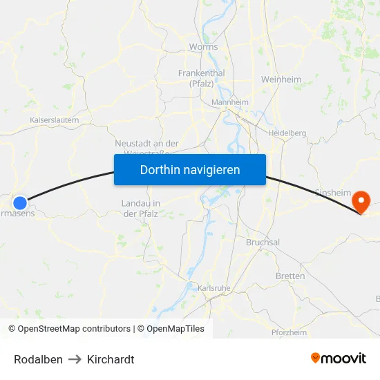 Rodalben to Kirchardt map