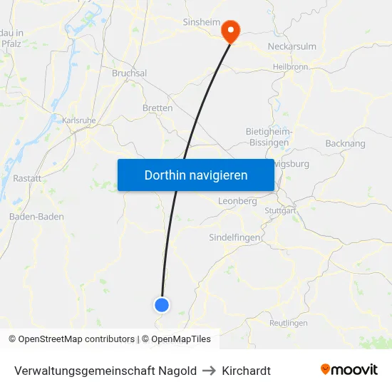 Verwaltungsgemeinschaft Nagold to Kirchardt map