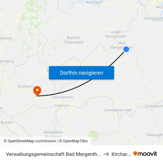 Verwaltungsgemeinschaft Bad Mergentheim to Kirchardt map