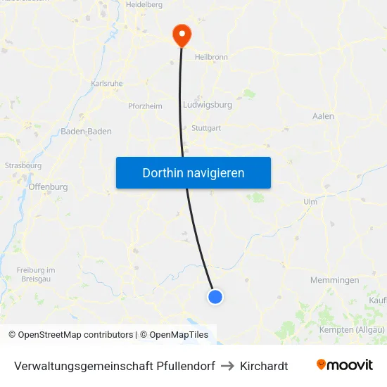 Verwaltungsgemeinschaft Pfullendorf to Kirchardt map