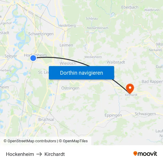 Hockenheim to Kirchardt map