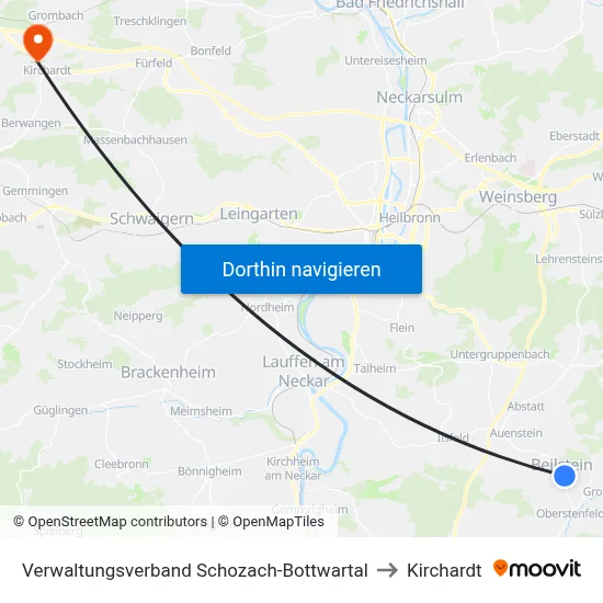 Verwaltungsverband Schozach-Bottwartal to Kirchardt map