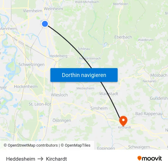 Heddesheim to Kirchardt map