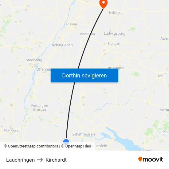 Lauchringen to Kirchardt map