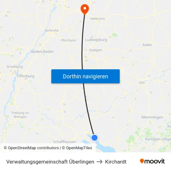 Verwaltungsgemeinschaft Überlingen to Kirchardt map