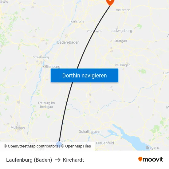 Laufenburg (Baden) to Kirchardt map
