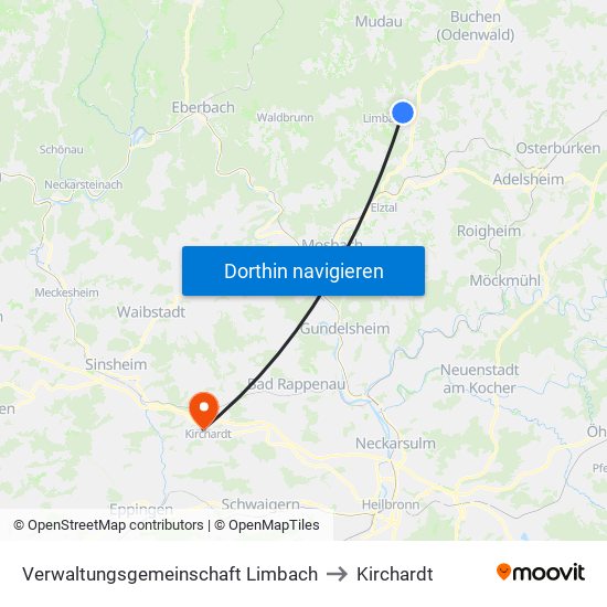 Verwaltungsgemeinschaft Limbach to Kirchardt map