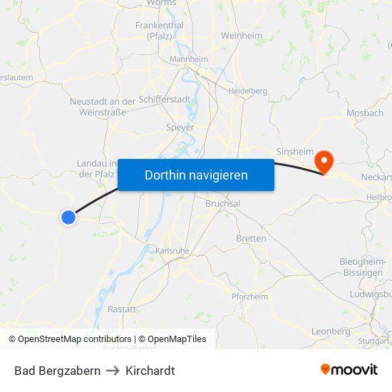 Bad Bergzabern to Kirchardt map