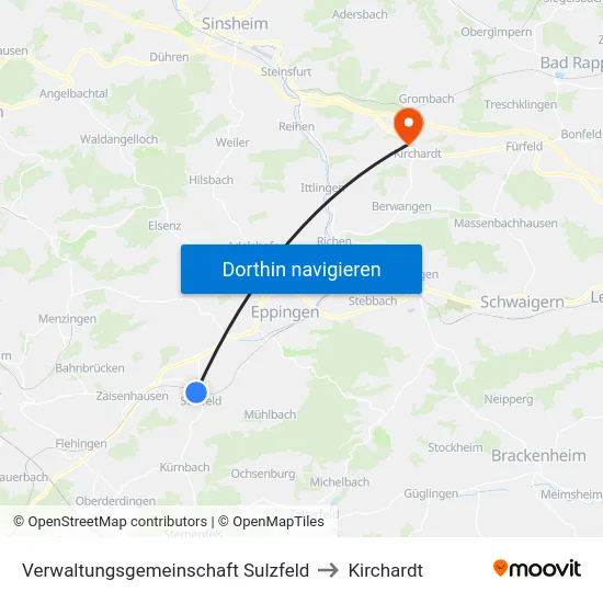 Verwaltungsgemeinschaft Sulzfeld to Kirchardt map