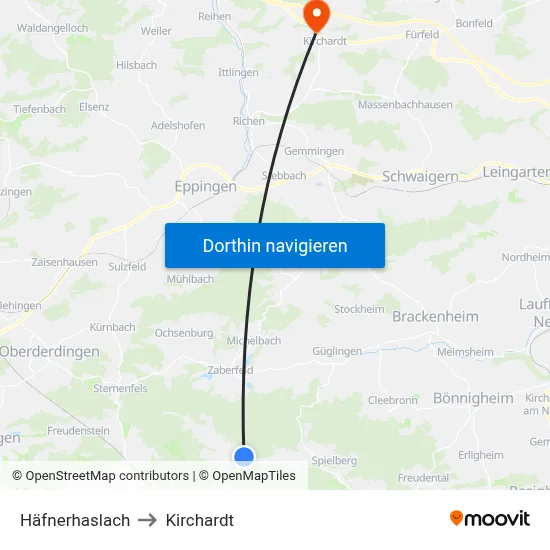 Häfnerhaslach to Kirchardt map