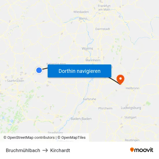Bruchmühlbach to Kirchardt map