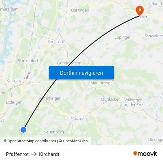 Pfaffenrot to Kirchardt map