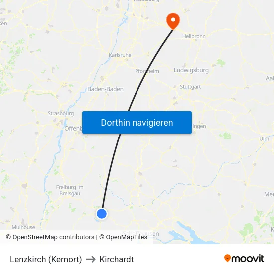 Lenzkirch (Kernort) to Kirchardt map