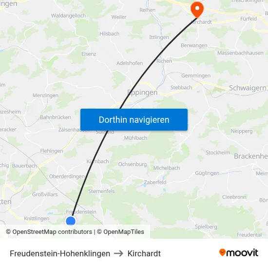 Freudenstein-Hohenklingen to Kirchardt map