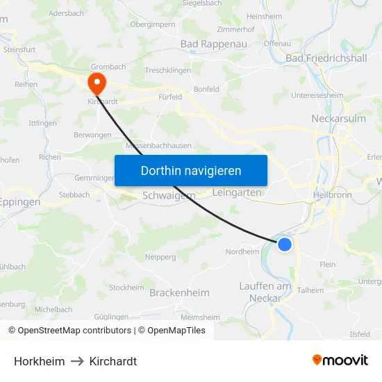 Horkheim to Kirchardt map