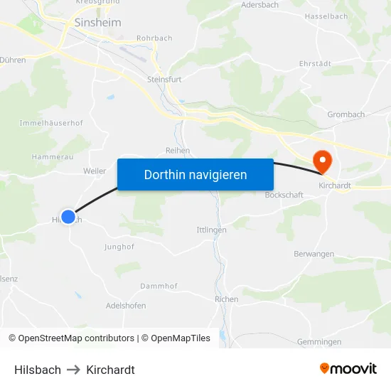 Hilsbach to Kirchardt map