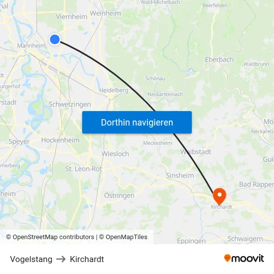 Vogelstang to Kirchardt map