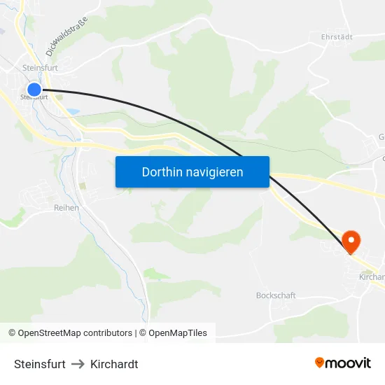 Steinsfurt to Kirchardt map