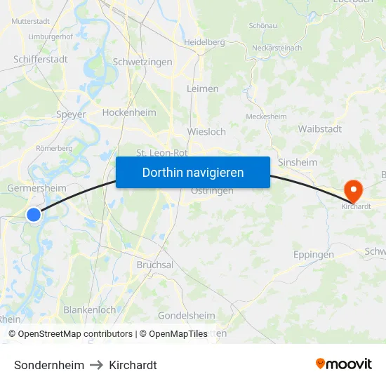 Sondernheim to Kirchardt map