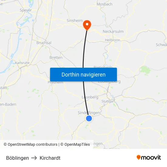 Böblingen to Kirchardt map