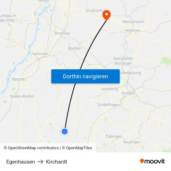 Egenhausen to Kirchardt map