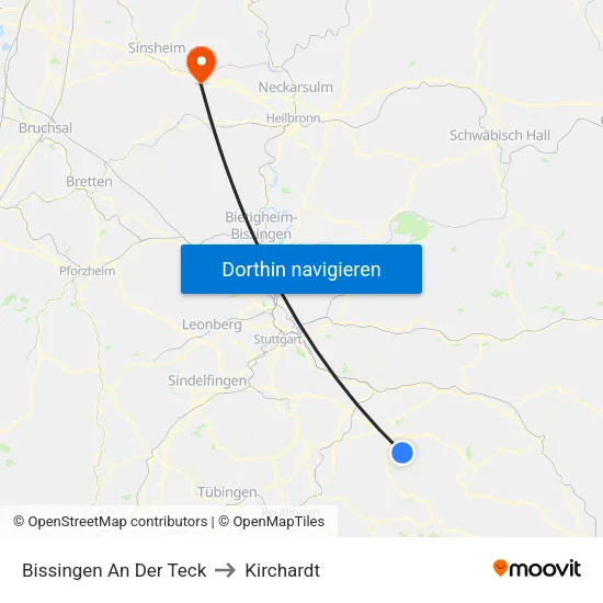 Bissingen An Der Teck to Kirchardt map