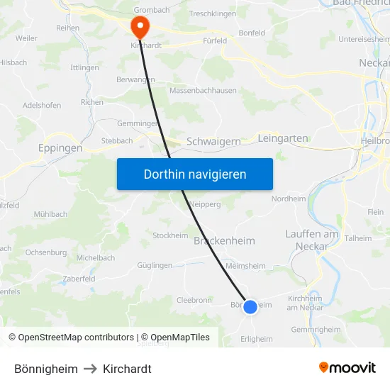 Bönnigheim to Kirchardt map