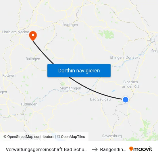Verwaltungsgemeinschaft Bad Schussenried to Rangendingen map
